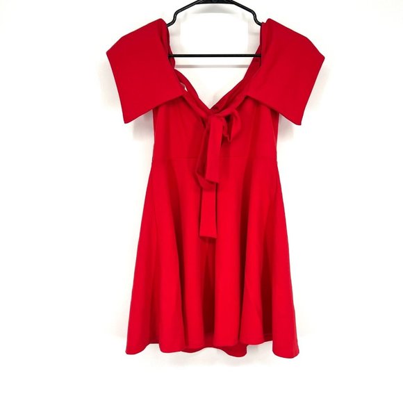 Revolve LPA Dress Off The Shoulder Red Cayenne Mini Skater - Picture 10 of 12
